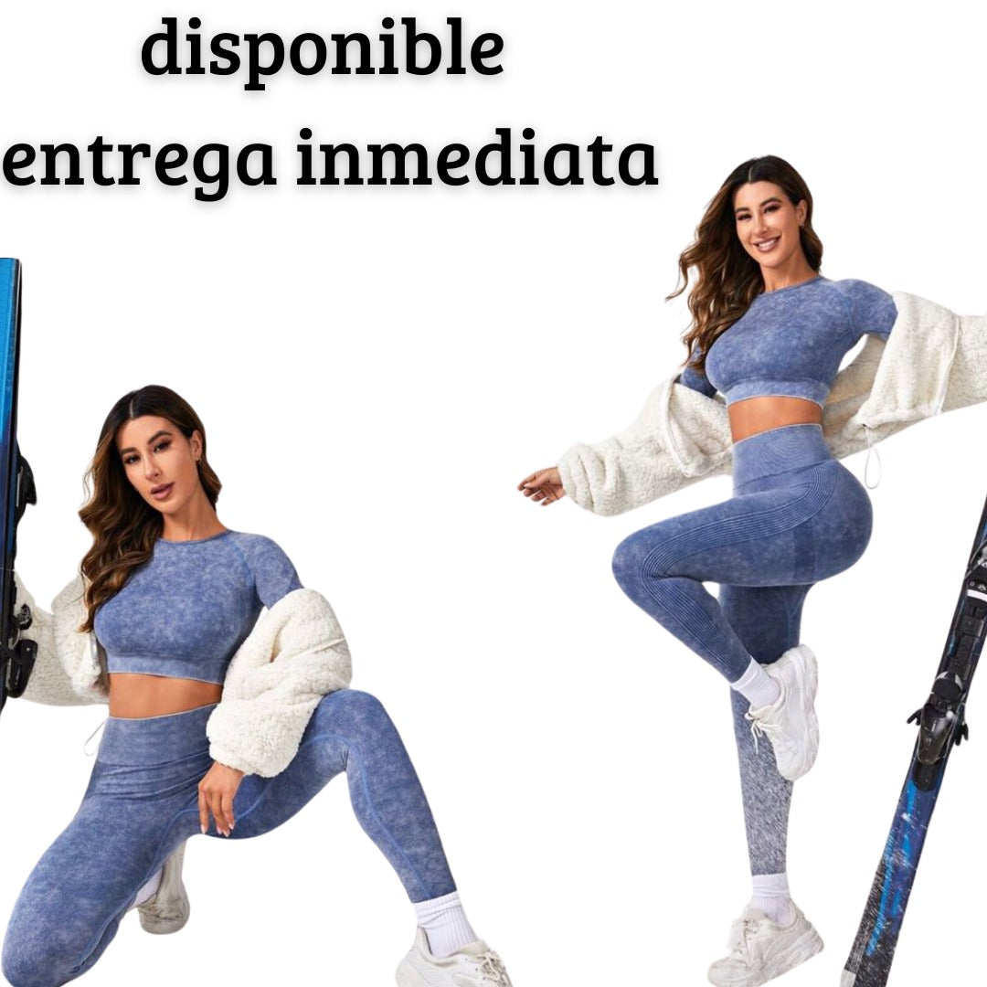 Conjunto para GYM azul, resaltador de glúteos y definidor de cintura.